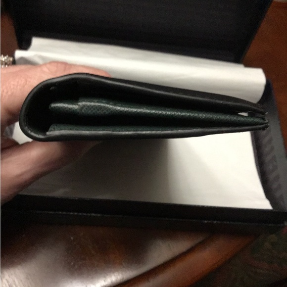 PRADA STAFFIANO LEATHER UNISEX LONG WALLET BLACK/ GREEN /TRI STRIP - Picture 13 of 13